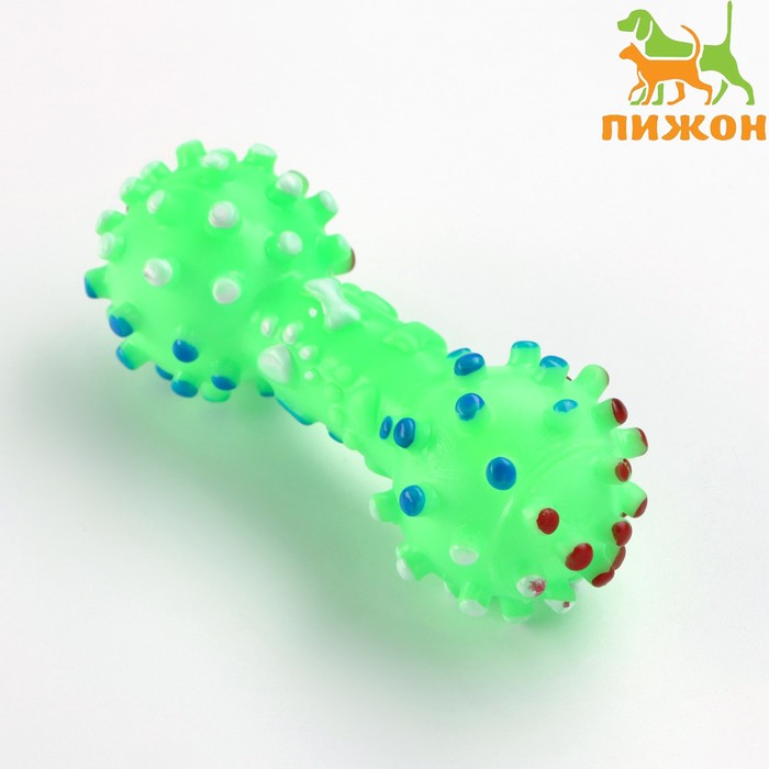 Игрушка пищащая Гантель малая для собак, 12,5 см, зелёная игрушка пищащая гантель с лапками для собак 13 см зелёная
