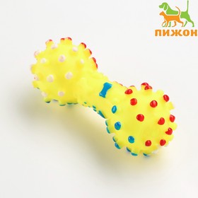 Игрушка пищащая "Гантель малая" для собак, 12,5 см, жёлтая