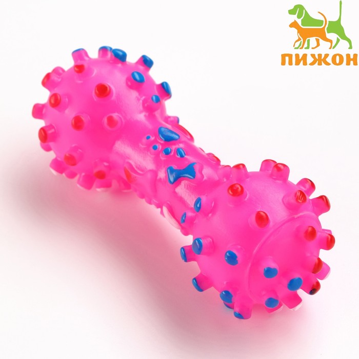 Игрушка пищащая Гантель малая для собак, 12,5 см, розовая игрушкка пижон пищащая эскимо для собак 14 см розовая