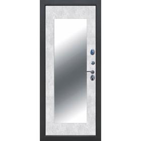 

Дверь входная 11 см ISOTERMA Букле черный Бетон Снежный Зеркало MAXI 2050x960 (правая)