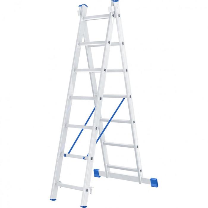 Лестница Сибртех 97907, алюминиевая, двухсекционная, 2х7 ступеней лестница сибртех 97907 алюминиевая двухсекционная 2х7 ступеней