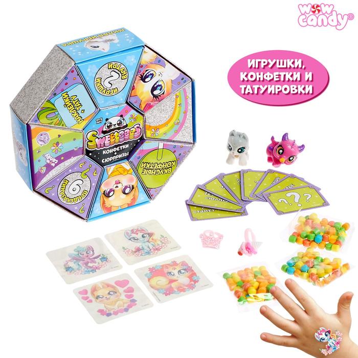 

Набор с предсказаниями Sweeteees, конфеты, игрушка, татуировка, МИКС