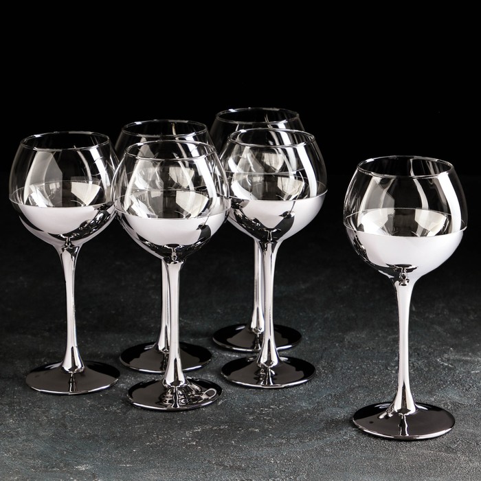 фото Набор бокалов для вина gidglass «венеция серебро», 280 мл, 6 шт