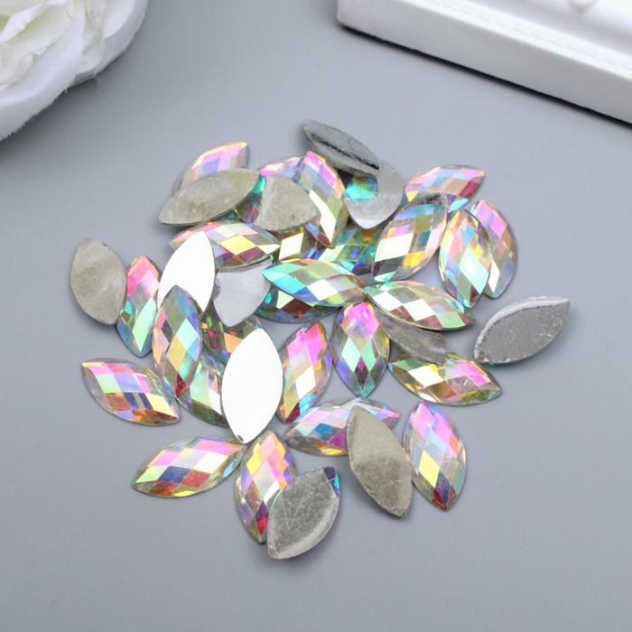 

Декор для творчества пластик страза "Листик" серебро набор 40 шт 1,8х0,8х0,3 см