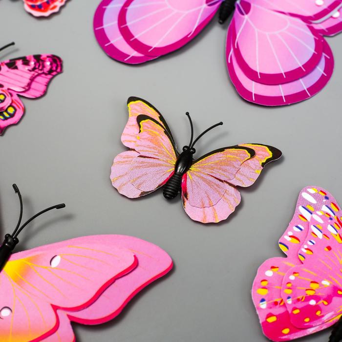 Магнит пластик "Бабочки светло-розовые" набор 12 шт