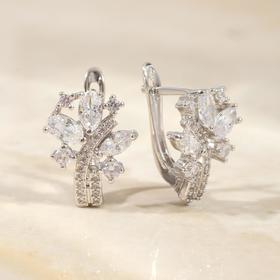 

Серьги со стразами "Циркония" бантик, цвет белый в серебре