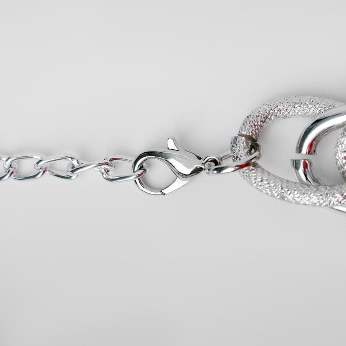 Колье "Цепь" утолщённые овалы, цвет серебро, 50 см