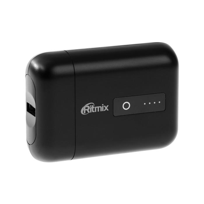 Внешний аккумулятор Ritmix RPB-10010, 10000 мАч, 2xUSB, 2 А, чёрный