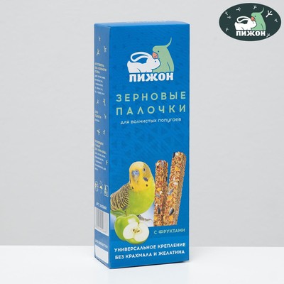 Зерновые палочки Пижон для птиц, с фруктами, 2 шт, 196 г