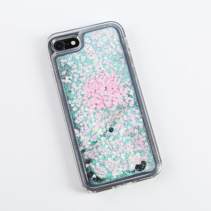 

Чехол для телефона iPhone 7,8 с блёстками внутри Flower, 6.8 × 14 см