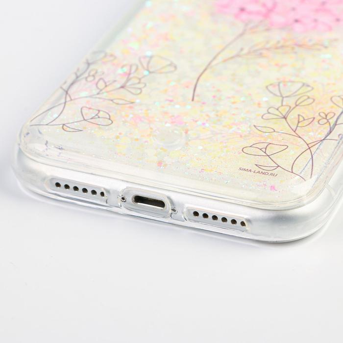 

Чехол для телефона iPhone XR с блёстками внутри Flower, 7.6 × 15.1 см