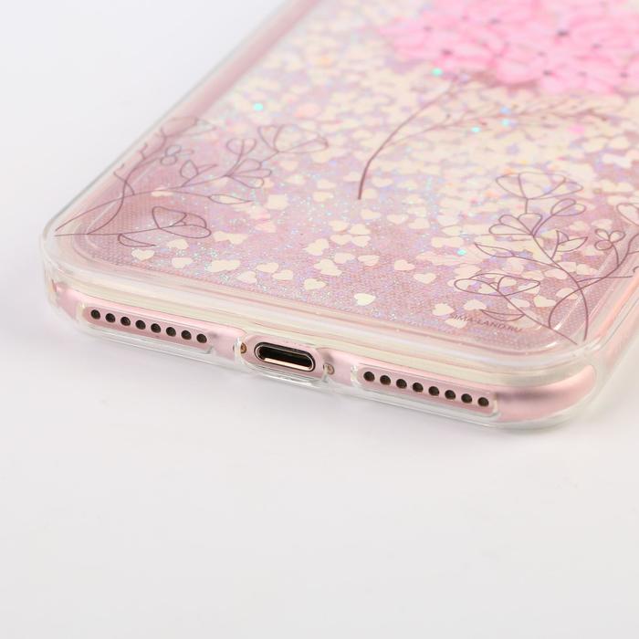 

Чехол для телефона iPhone 7,8 PLUS с блёстками внутри Flower, 7.7 × 15.8 см