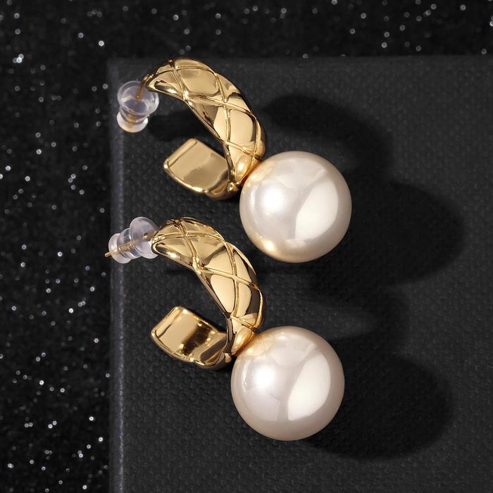 

Серьги с жемчугом "Грейс" на дуге, цвет белый в золоте