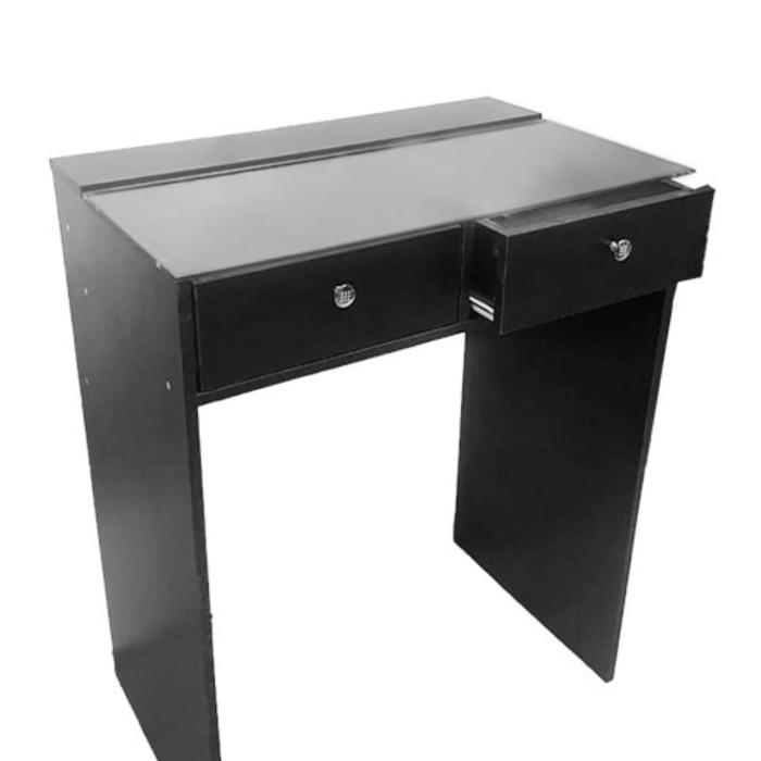 Гримерный стол со стеклом 800*480*1000, 2 ящика, цвет чёрный