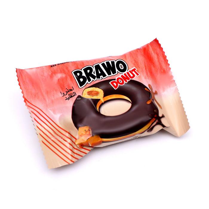 

Пончик с начинкой Brawo Donut карамель, в шоколадной глазури, 40 г
