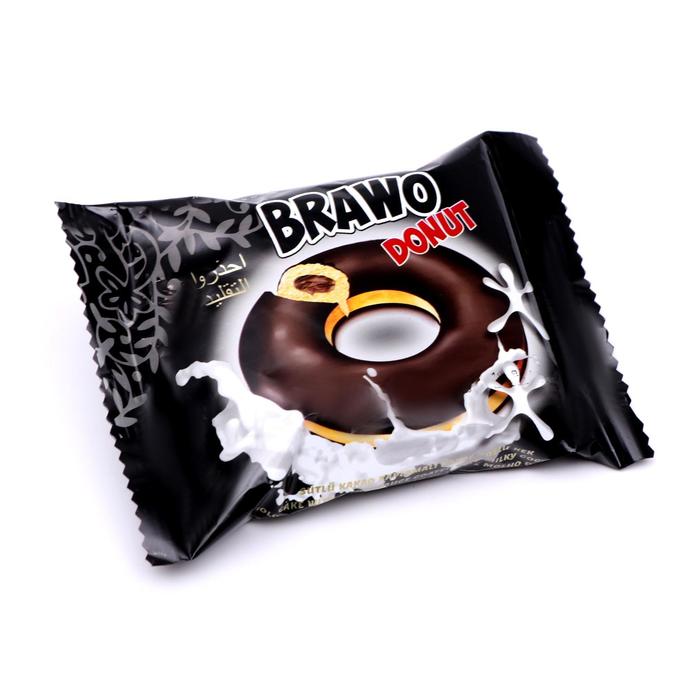 

Пончик с начинкой Brawo Donut молоко +какао, в шоколадной глазури, 40 г