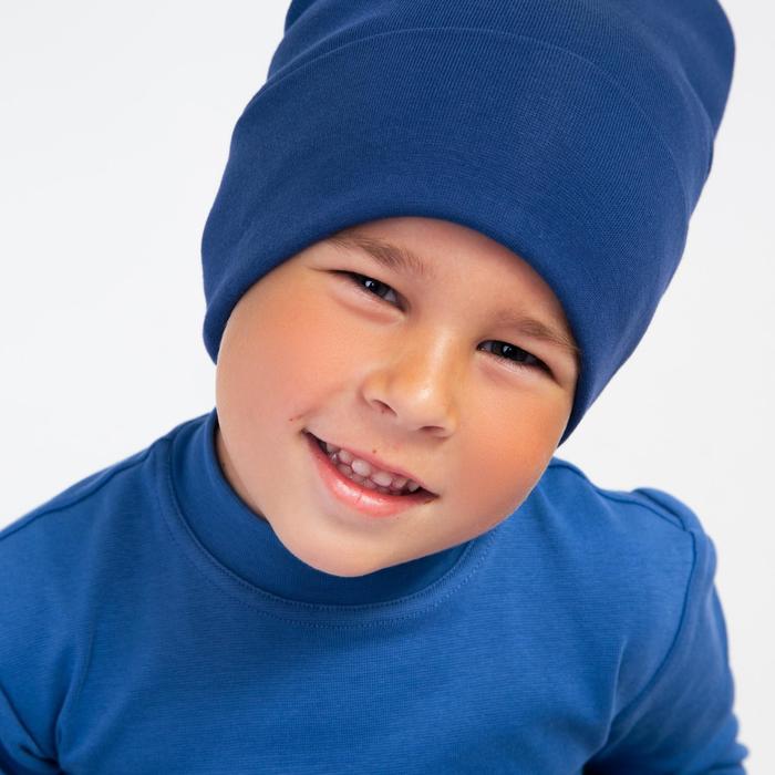 фото Шапка для мальчика, цвет джинс, размер 50-52 мегашапка
