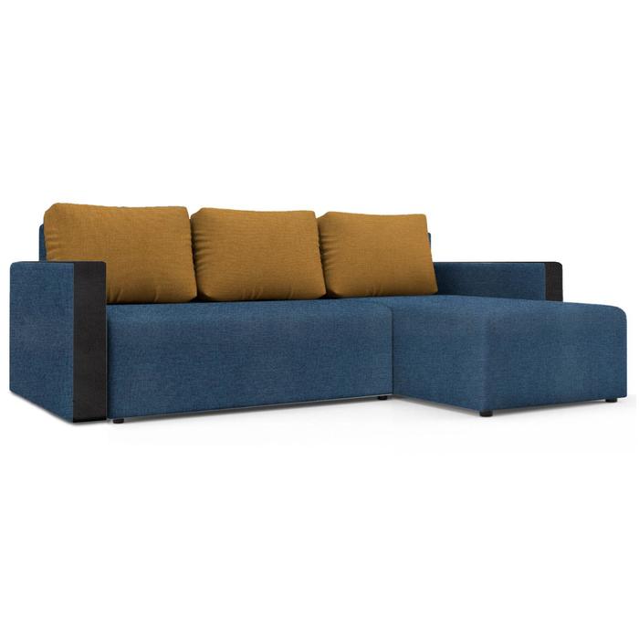 

Угловой диван «Алиса 3», еврокнижка, savana plus denim / savana plus yellow / marvel black