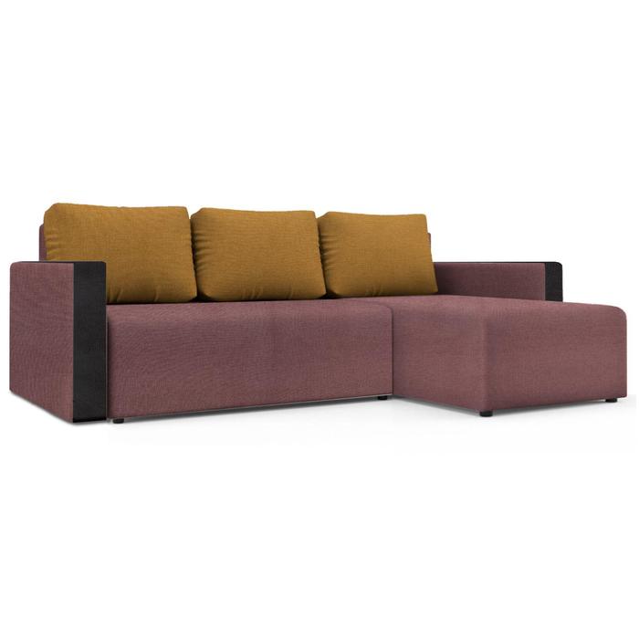 

Угловой диван «Алиса 3», еврокнижка, savana plus dimrose/savana plus yellow/мarvel dark brown 685437