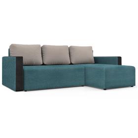 

Угловой диван «Алиса 3», еврокнижка, цвет savana plus mint/savana plus ivory/teos black