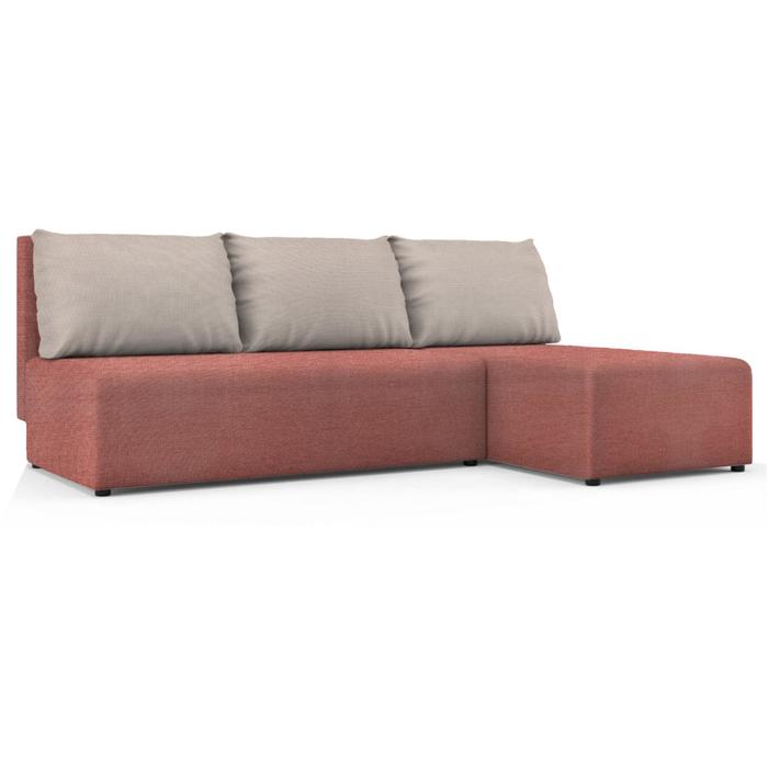 

Угловой диван «Алиса», еврокнижка, рогожка, цвет savana plus coral / savana plus ivory