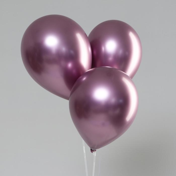 Шар латексный хром 12, набор 50 шт., цвет розовый