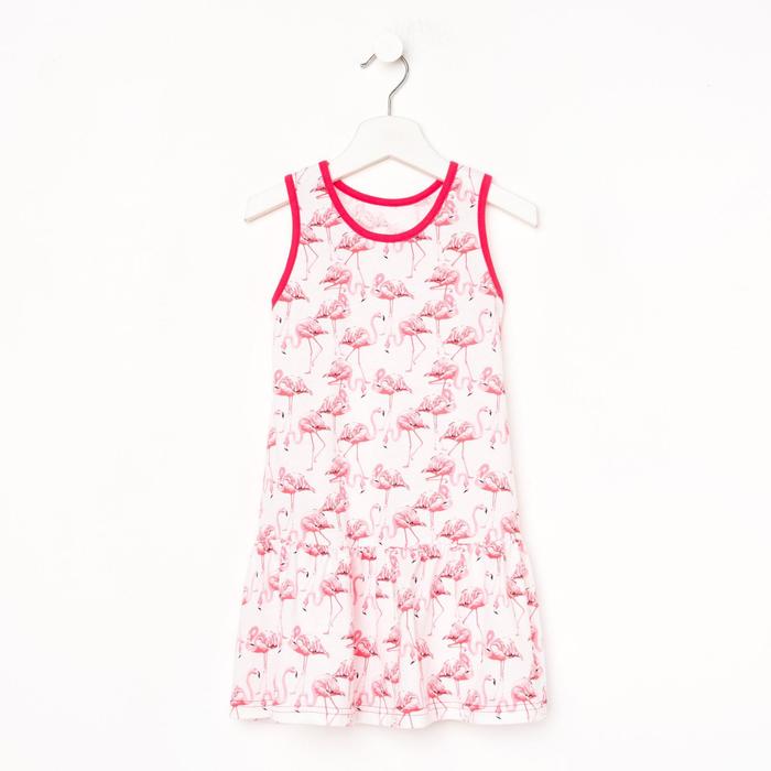 фото Платье для девочки «любава», цвет белый/фламинго, рост 98 см юниор текстиль