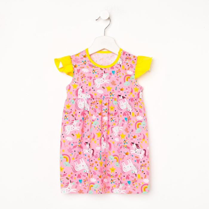 фото Платье для девочки «алиса», цвет розовый/единорог, рост 98 см юниор текстиль