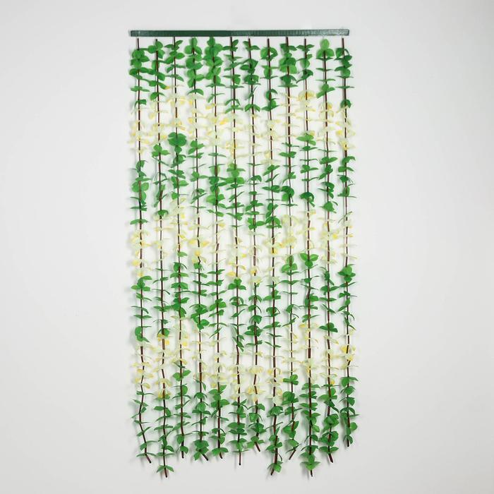 Занавеска декоративная «Листики», 90×180 см, 12 нитей, цвет зелёный