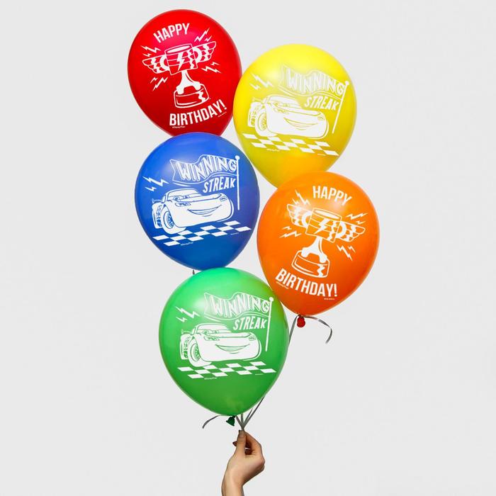 Воздушные шары, набор Тачки, Happy Birthday, Disney, набор 5 шт