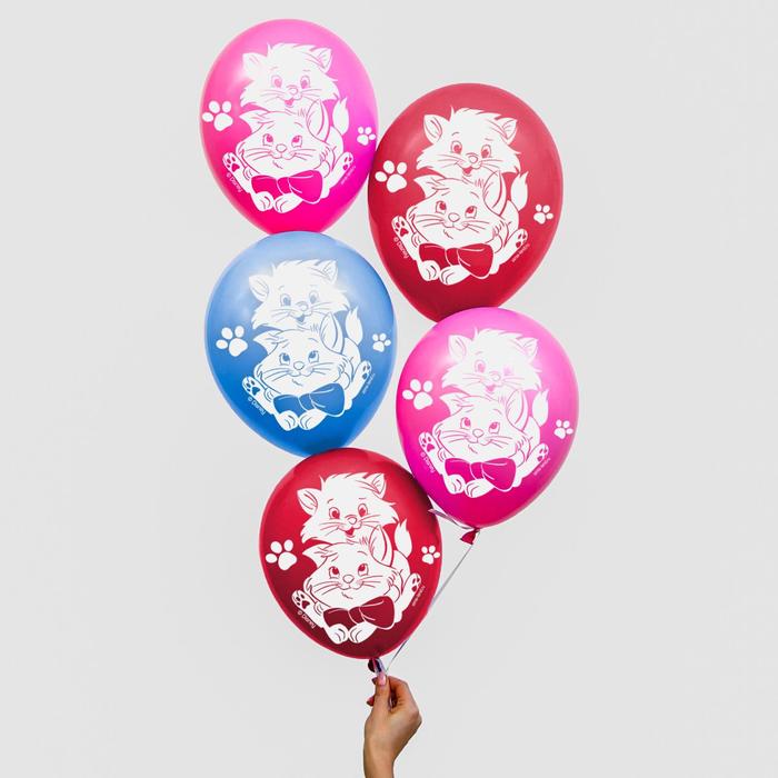 Воздушные шары "С днем рождения" Кошечка Мари с братиком (набор 25 шт)