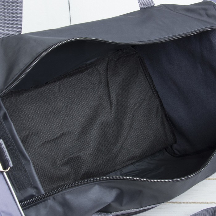 Сумка дорожная на молнии, 1 отдел, 3 наружных кармана, длинный ремень, рисунок МИКС, цвет чёрный/серый