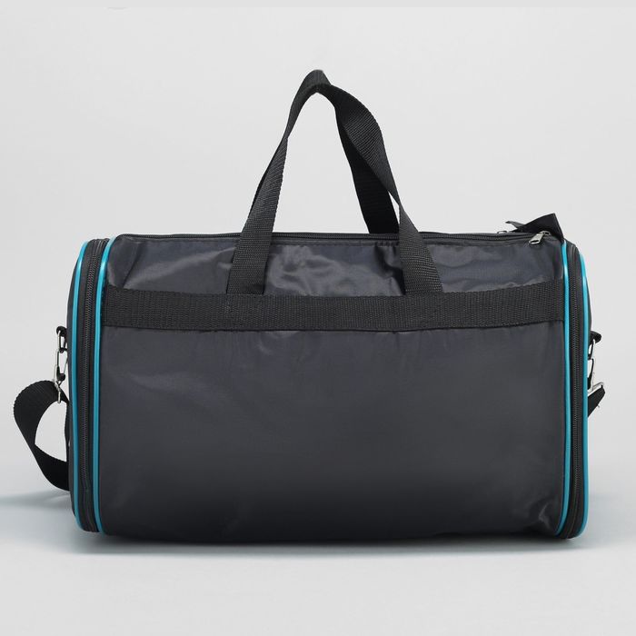Сумка спортивная на молнии, трансформер, 1 отдел, 1 наружный карман, длинный ремень, рисунок МИКС, цвет чёрный/бирюзовый