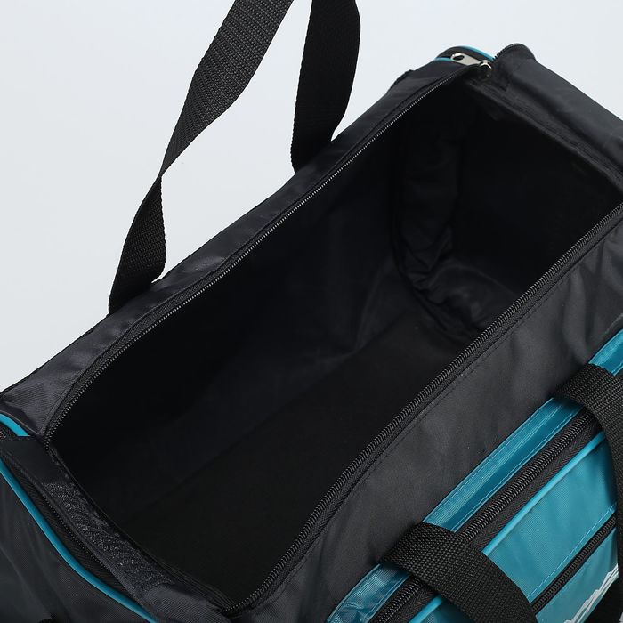 Сумка спортивная на молнии, трансформер, 1 отдел, 1 наружный карман, длинный ремень, рисунок МИКС, цвет чёрный/бирюзовый