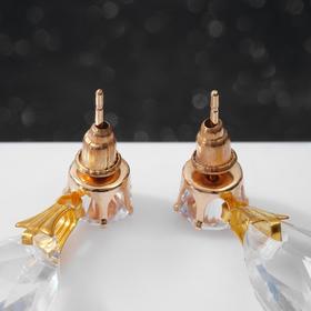 

Серьги со стразами "Иллюзион" капля с гранями, цвет белый в золоте