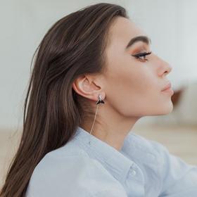 

Серьги ассорти "Цепочки" кит, цвет чёрный в серебре