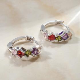 

Серьги-кольца "Мини" узор, цветные в серебре
