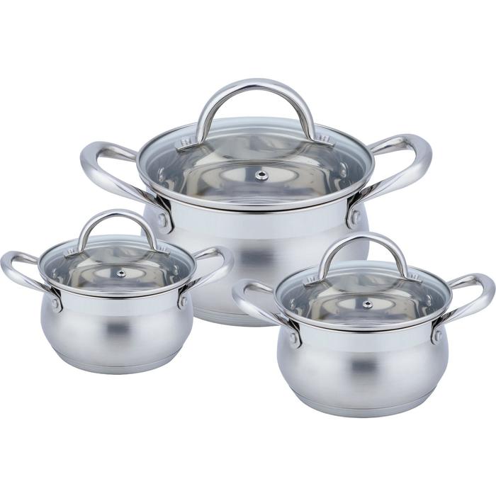 Набор посуды Bekker Premium, 6 предметов, 1.9 л, 2.6 л, 6.1 л набор bekker premium silver marble 6 предметов bk 4615