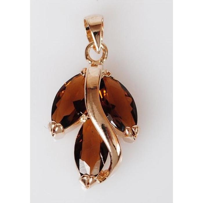 

Подвеска с дымчатым фианитом "Большой рис", позолота с родированием