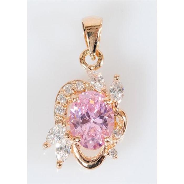 

Подвеска с розовым фианитом "Рококо", позолота с родированием
