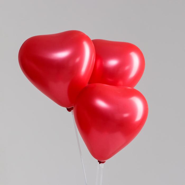 фото Шар латексный сердце 12", перламутровый, набор 100 шт, цвет ярко красный neotex co