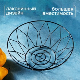 

Ваза для фруктов Доляна «Этника», 25,5×25,5×10 см, цвет чёрный