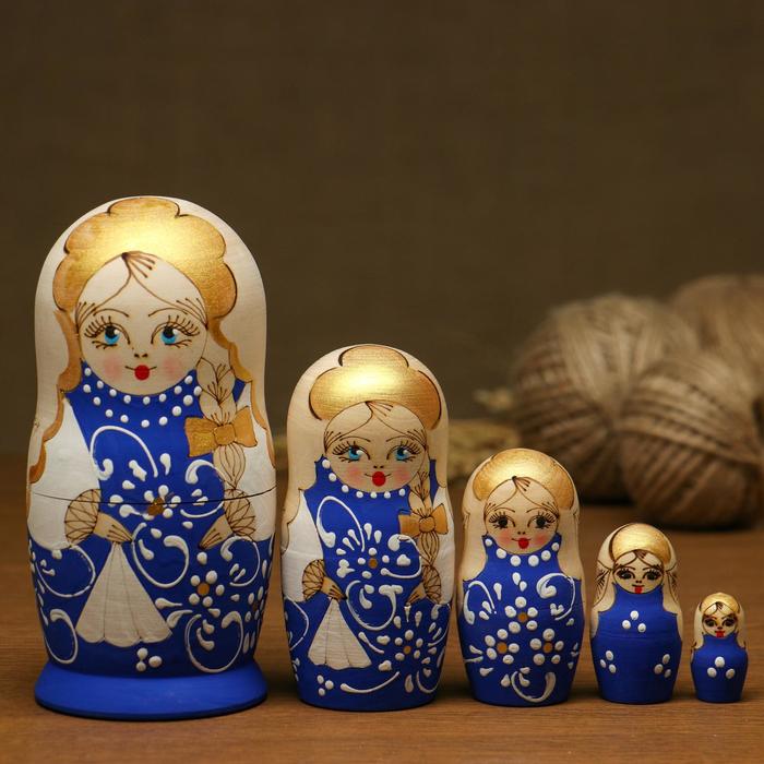 

Матрешка жженка "Синяя", 5-ти кукольная