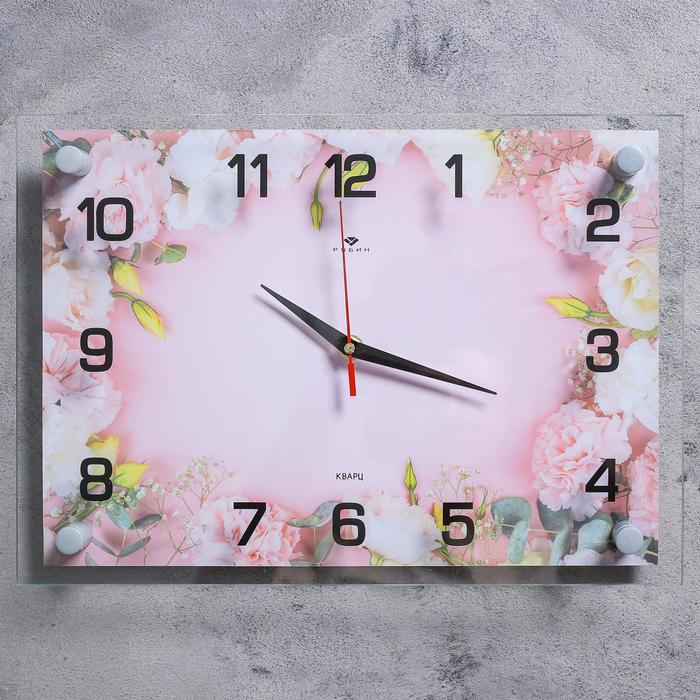 Часы настенные, интерьерные Розовые цветы, бесшумные, 25 х 35 см, АА часы настенные серия цветы розовые орхидеи с узором 25 х 35 см