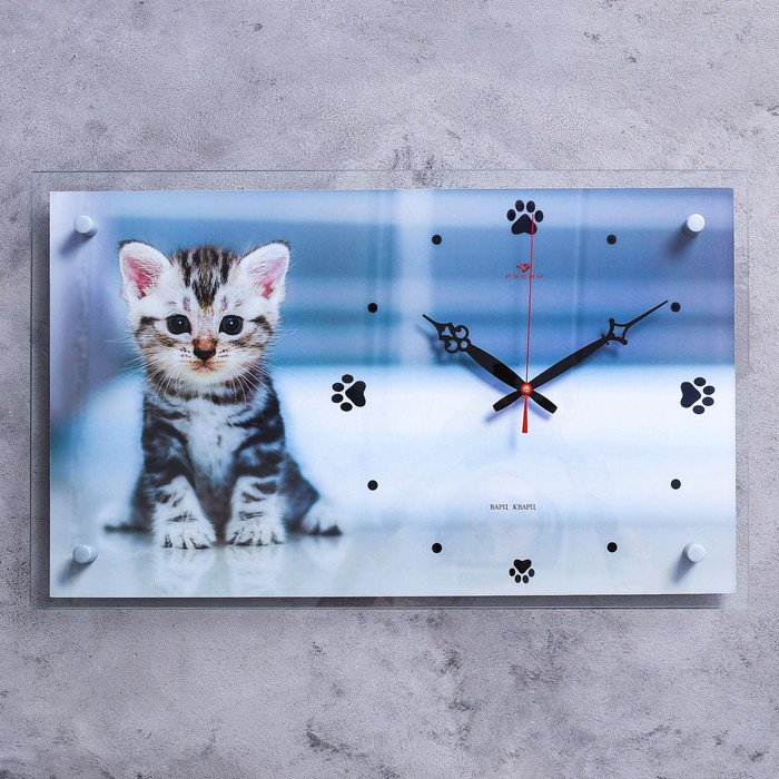 Часы настенные "Котёнок" 60х35 см, АА, плавный ход