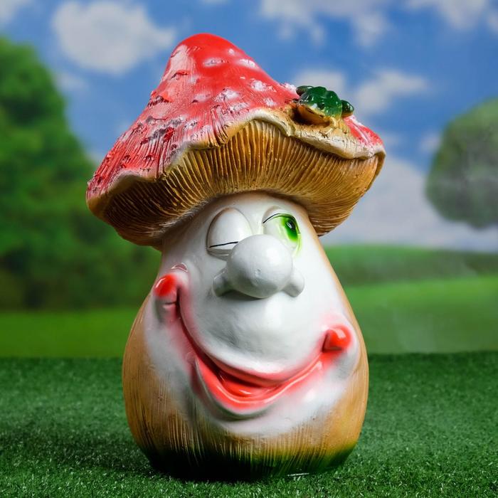 Садовая фигура Мухомор с лягушкой большой ремеко фигурка декоративная садовая гриб с лягушкой
