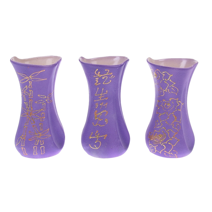 Ваза форма "Румба" малая, сиреневая, Орнамент МИКС