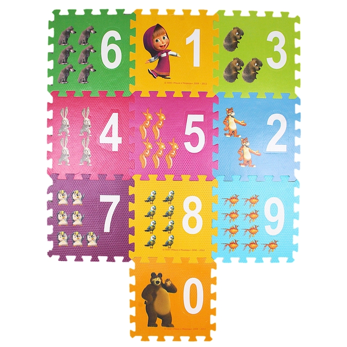Коврик-пазл "Маша и медведь" с вырезными цифрами, 100 х 100 см