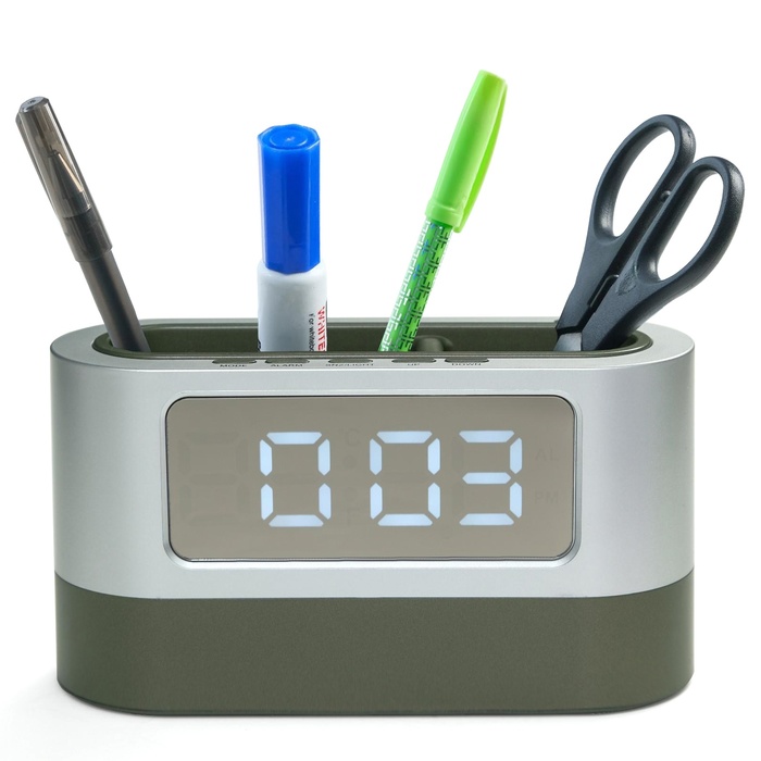 Часы электронные настольные, с органайзером, календарем, будильником, секундомером, 3ААА   542591