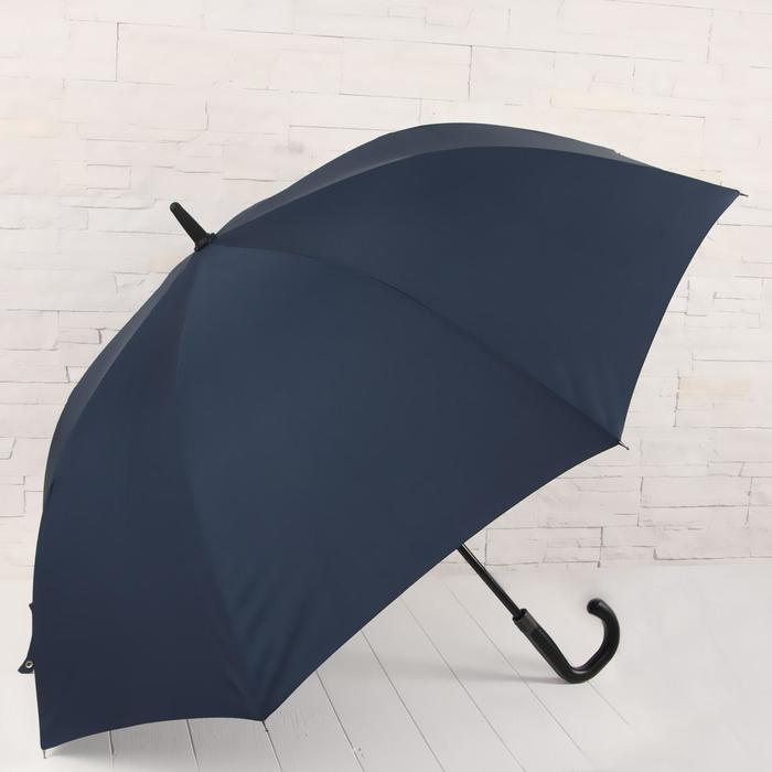 Зонт - трость полуавтоматический, 8 спиц, R = 60 см, цвет тёмно - синий, 1937-8